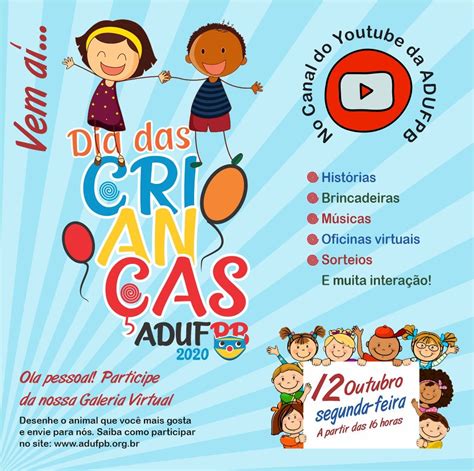 Dia das Crianças terá programação especial no canal da ADUFPB no Youtube ADUFPB