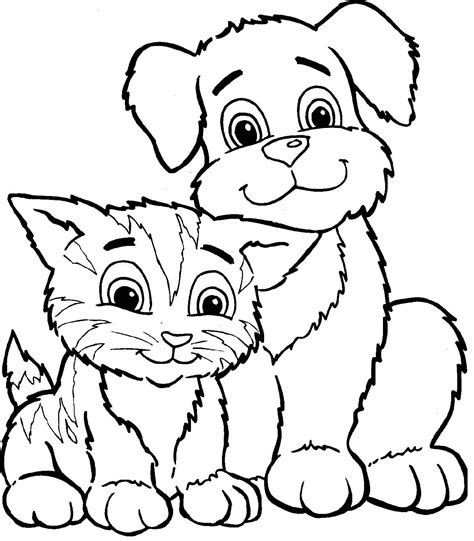 Cat And Dog Cute Coloring Page Printables Pinterest Coloring