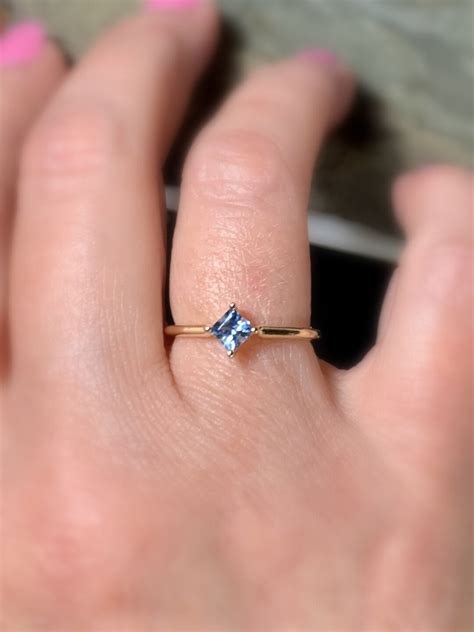 Aquamarine Birthstone Ring 14k18k Gold Ring Aquamarine Solitaire