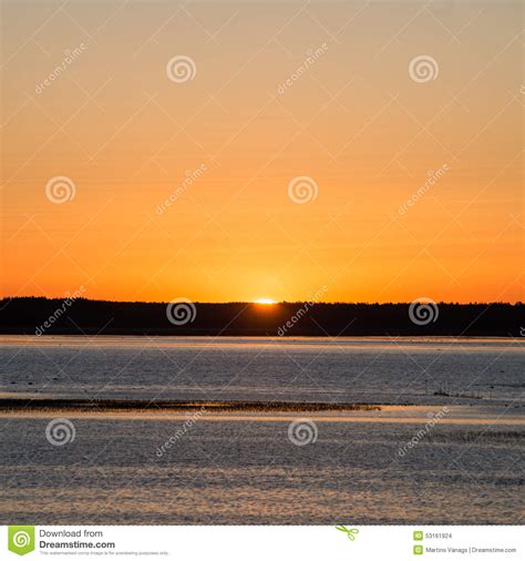 Beautiful Sunrise Over Country Lake Stock Photo Image Of Light