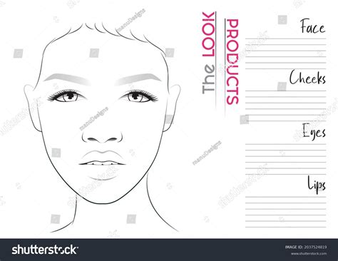 Makeup Artist Face Chart Blank Template Vector Royalty Free Stock