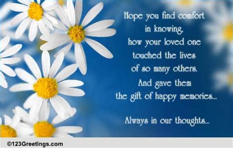 Always In Our Thoughts Free Sympathy And Condolences Ecards 123