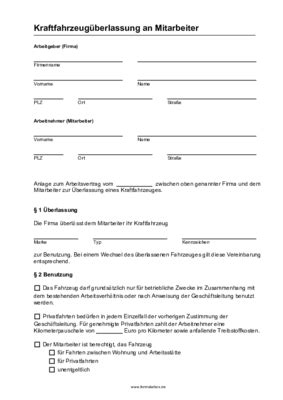 Formulare und vordrucke zu den leistungen der bundesagentur für arbeit. Firmenfahrzeug Vereinbarung (PDF) | Pdf-Vorlage zum Ausdrucken