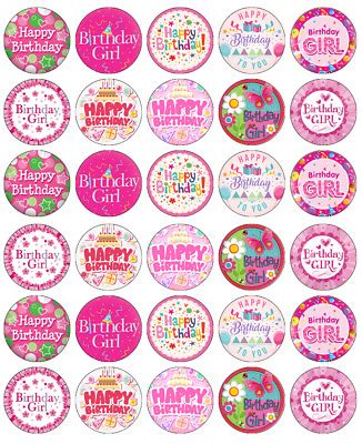 In birthday printables • by cutecrafting, october 25, 2018. 30 x Happy Birthday Pink Cupcake Toppers Edible Wafer Paper Fairy Cake Toppers | eBay