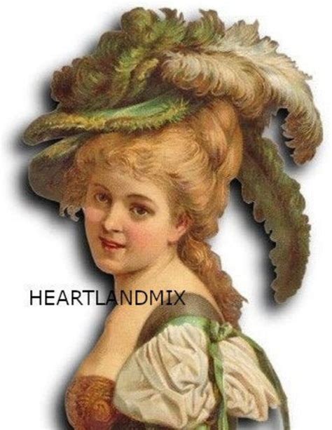 Victorian Die Cut Clip Art Victorian Woman In Feather Hat Etsy