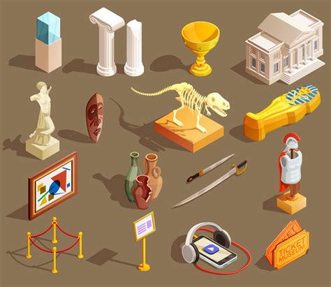 Museum Artifacts Isometric Collection 470335 Vector Art At Vecteezy