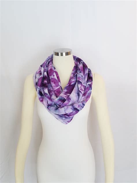 Infinity Scarf Hand Dyed In Purple Flower Design