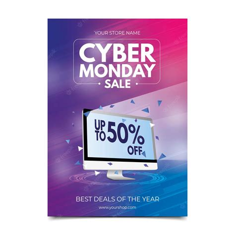 Free Vector Realistic Cyber Monday Flyer Template