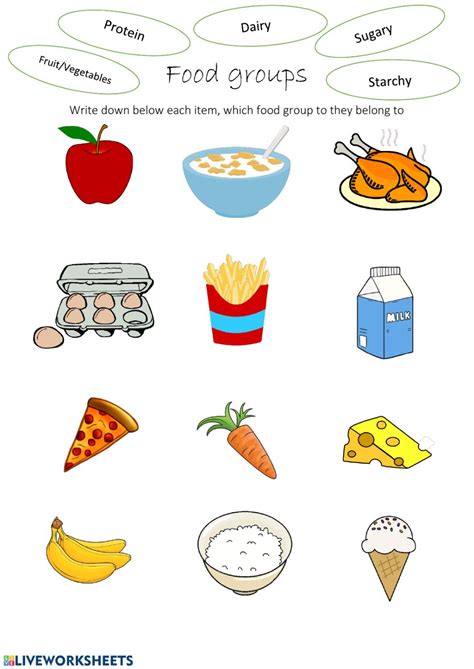 4 food groups начал(а) читать. Food groups online activity