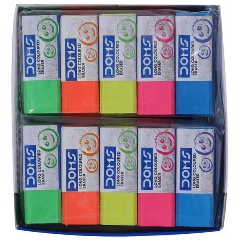 Doms Long Coloured Eraser Pack Of 20 Jiomart