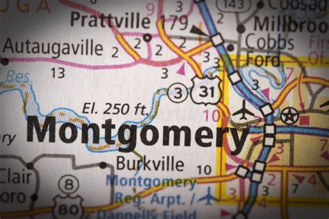 Montgomery Alabama On Map Stock Photo Image Of America 93001264