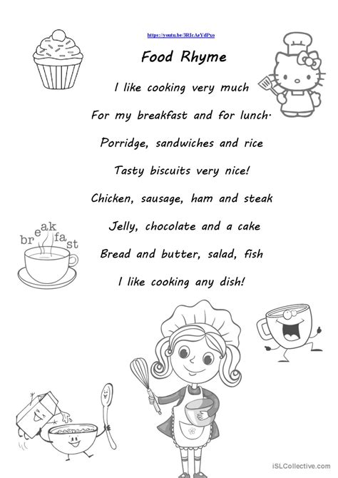 Food Rhyme Song And Nursery Rhym English Esl Worksheets Pdf Doc