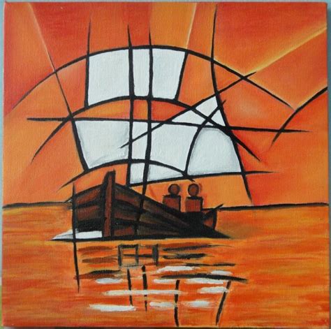 Abstract Ship Painting Canvas Painting Easy Paintings