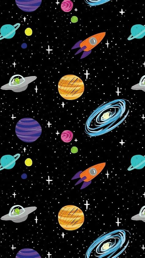Space Cartoon Planets Rockets Hd Phone Wallpaper Peakpx