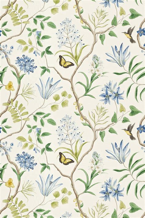 Clementine By Sanderson Delft Blue Fabric 223299 Chintz Fabric