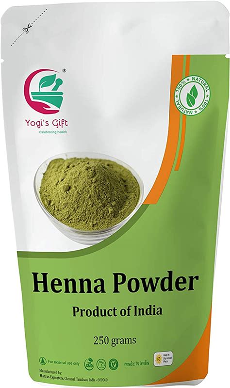 Yogis T Organic Henna Powder For Hair Lawsonia Inermis 250 Grams