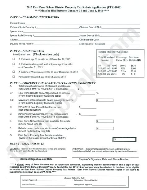 Application For Tax Rebate