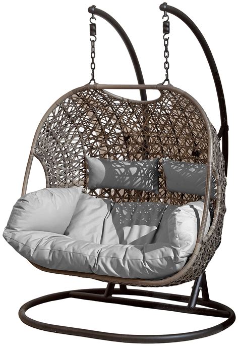 Buy Suntime Brampton Luxury Rattan Wicker Outdoor Hanging Cocoon Egg Swing Chair With Grey