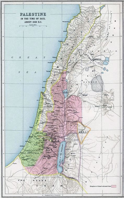 Large Old Map Of Palestine 1020 Bc Palestine Asia Mapsland
