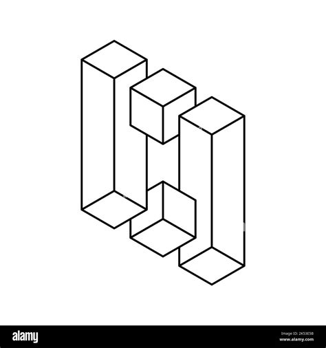 Impossible Geometric Shape Line Icon Cubes And Rectangles In 3d