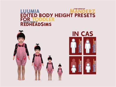 The Sims 4 Edited Body Height Presets For Toddlers Sims 4 Body Mods