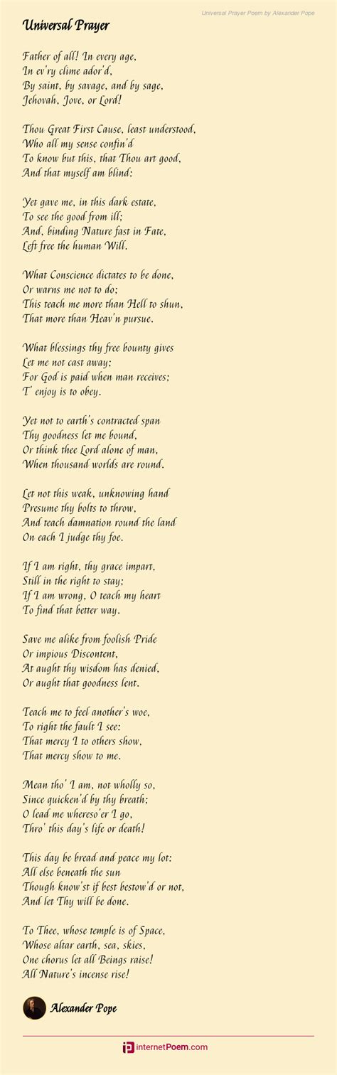 Universal Prayer Poem By Alexander Pope