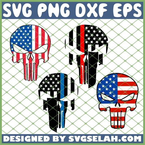 Punisher Skull American Flag Svg Marvel Svg Png Dxf Eps Design Cut