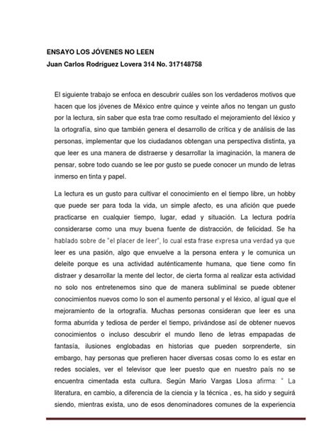 103301623 Ensayo Sobre La Importancia De La Lectura En Mexico Lectura