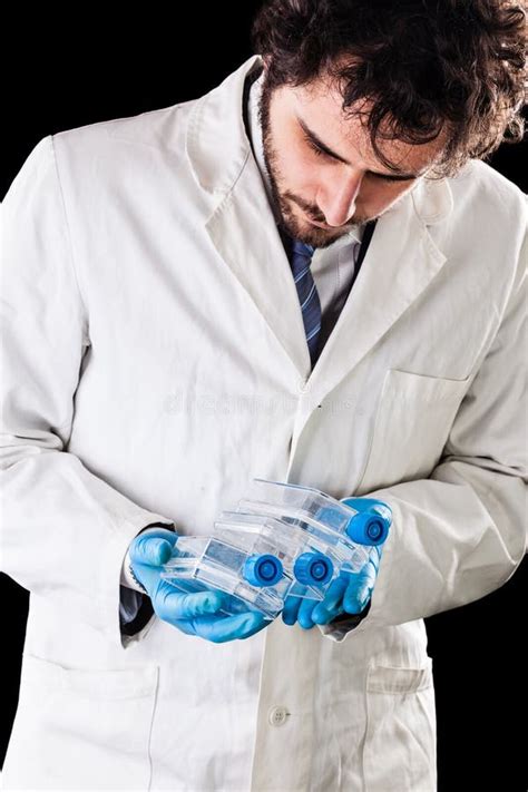Biologist Holding Culture Flasks Stock Image Image Of Influenza