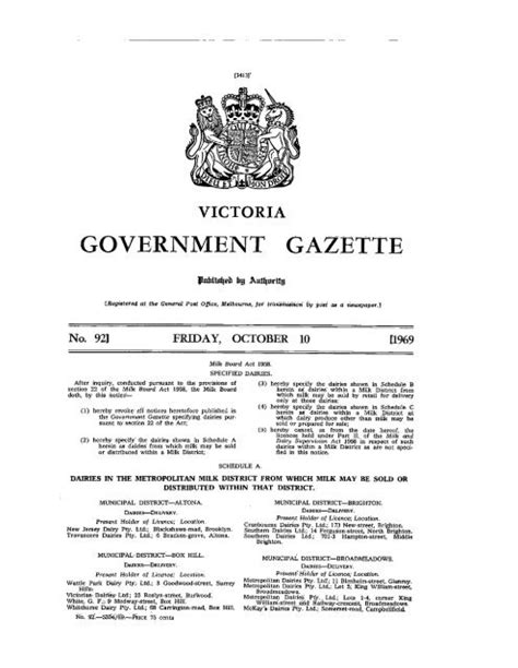 Download Or Print Gazette Pdf 48mb Victoria Government Gazette