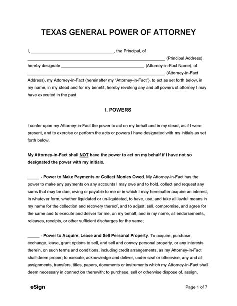 Free Texas Real Estate Power Of Attorney Form Pdf Word