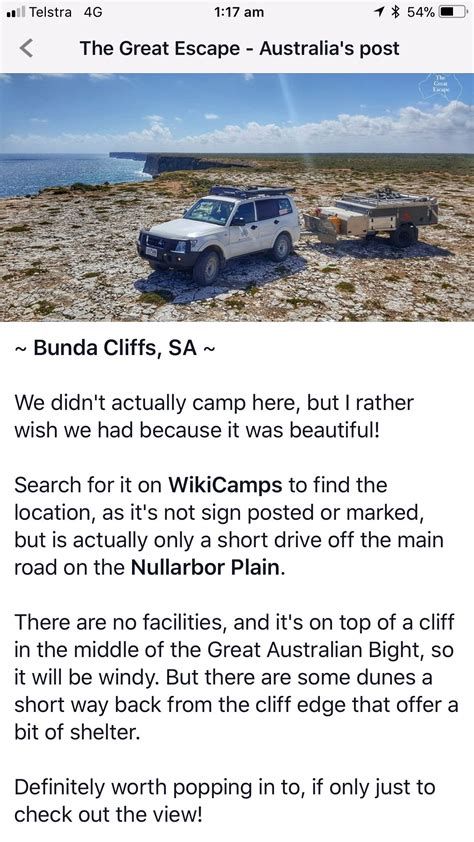 Bunda Cliffs Free camp Nullarbor Plain On WikiCamps Dog friendly