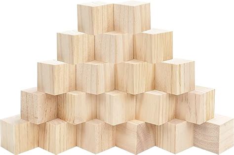 Belle Vous Large Wooden Cubes 20 Pack 5 X 5 X 5cm 2 X 2 X 2 Inch