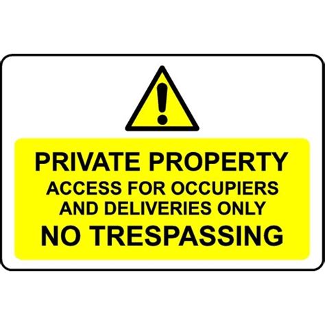 Private Property No Trespassing Safety Sign 3mm Aluminium Sign