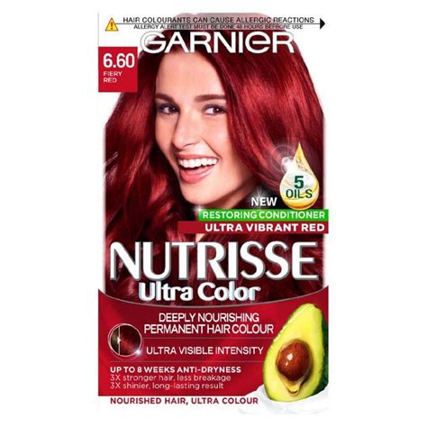 Nutrisse Ultra Color 660 Fiery Red Permanent Hair Dye Dyed Red Hair
