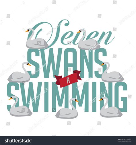 Seven Swans A Swimming 12 Days Of Christmas Royalty Free Illustration