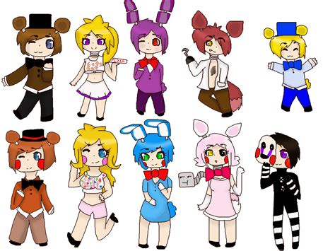 Fnaf Chibi Humans By Uni Pandafnaf On Deviantart