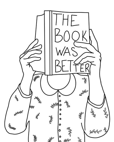 Book Lover Coloring Page Book Nerd Coloring Page Etsy Book Nerd