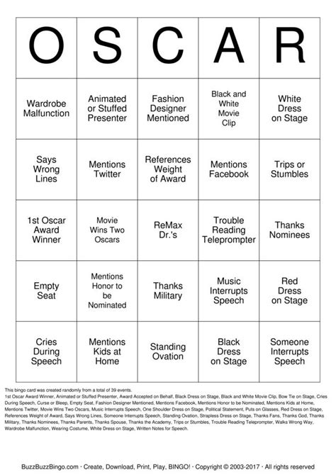 Oscars Bingo Cards To Download Print And Customize