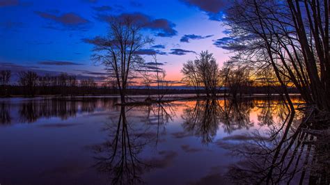 Wallpaper Canada Ontario Lake Reflection Trees Sunset Beautiful