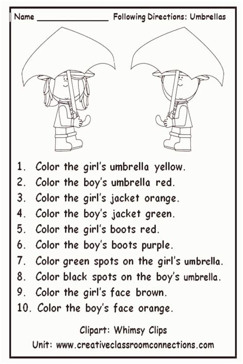 It's also a great game for developing important gross motor skills. Following Directions Printables Listening Worksheets for ...