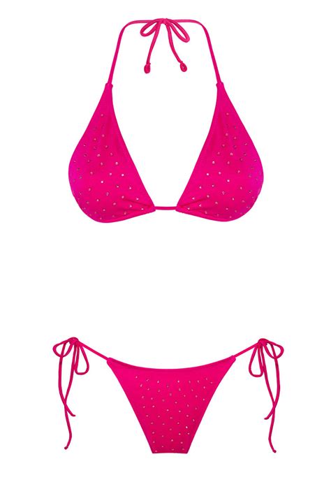 Bright Pink Triangle Bikini Set Lia Swimwear