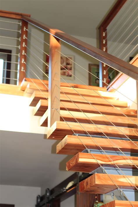 Wood And Cable Stair Railing Cable Rail For Interior Wood Stairs
