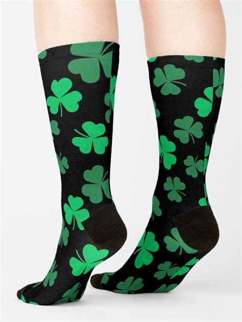 Shamrock Patterns Clover Patterns Irish Ireland Green And Black St Patricks Day Socks By