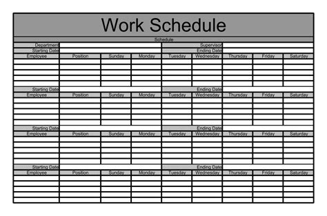 10 Best Printable Work Schedule