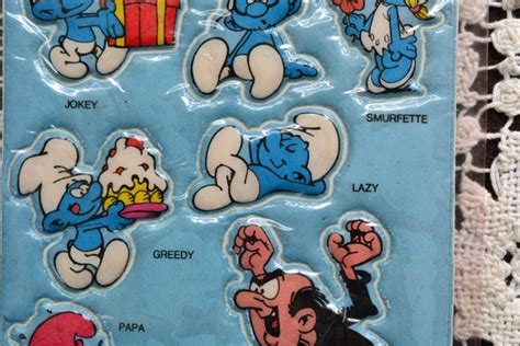 Nos Vtg Smurfs Puffy Stickers 1981 80s Kawaii Decor Cartoons Etsy