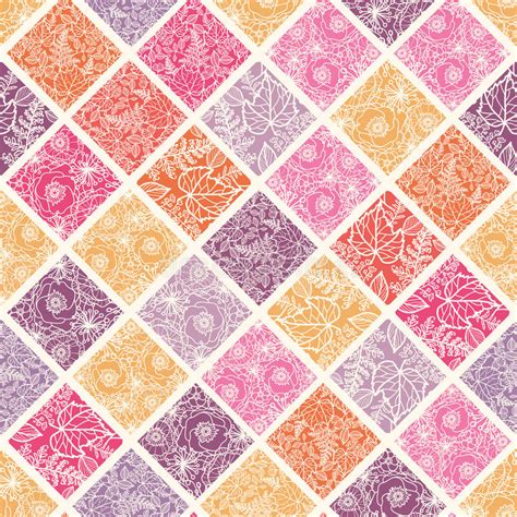 Floral Mosaic Tiles Seamless Pattern Background Stock Vector