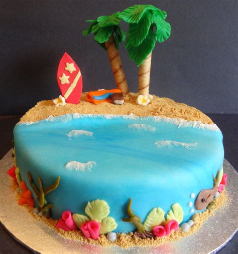 Hawaiian Cake Summer Cakes Surf Cake Island Cake