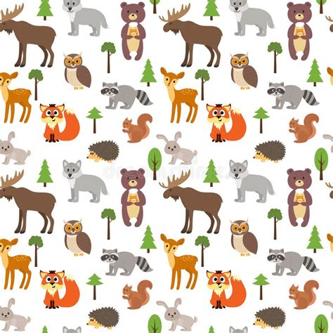 Set Of Cute Forest Animals In Vector Woodland Stock Vector