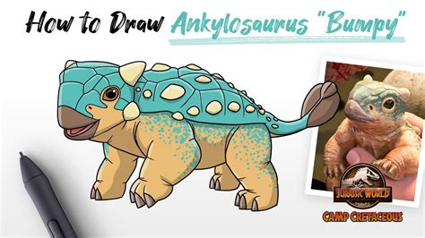 How To Draw An Ankylosaurus Bumpy Dinosaur From Jurassic World Camp Cretaceous Easy Step By